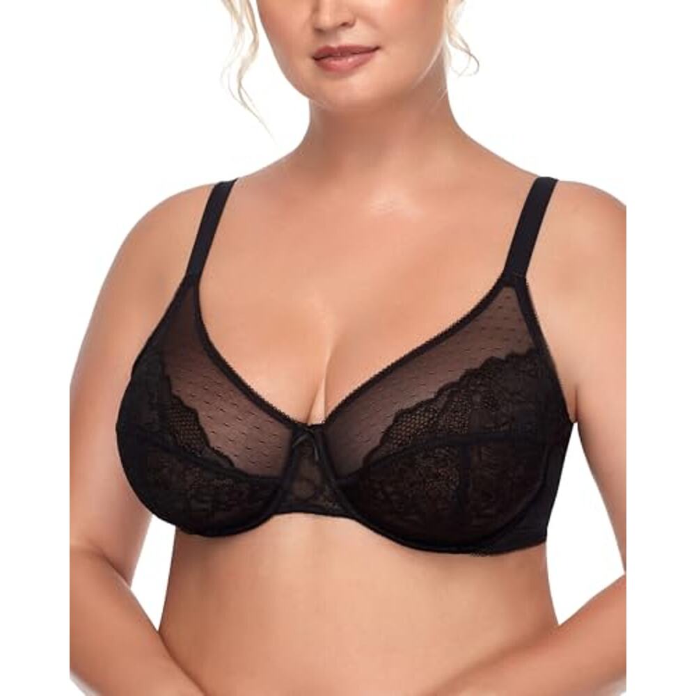 HSIA Enchante Black Lace Underwire Bra NWT 38DD Full Coverage Unlined